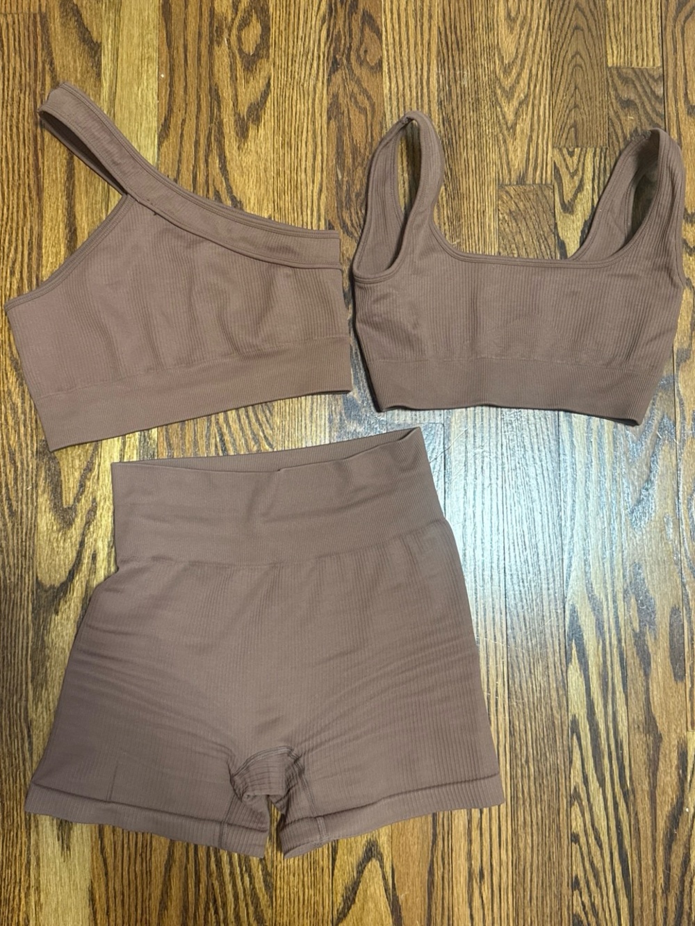 Seamless Ribbed Brown Sleep & Lounge Set - Women